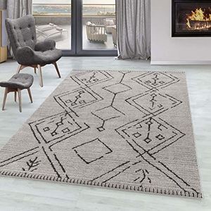 Berberlook vloerkleed met patroon, laagpolig tapijt voor de woonkamer