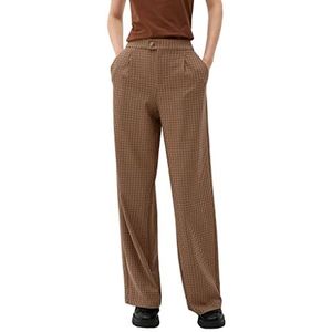 s.Oliver Bi-stretch plooibroek voor dames, Brown Check, 34W / 32L