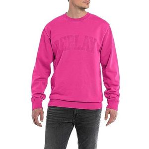 Replay Heren sweatshirt logo zonder capuchon, roze (Fairy Violet 106), XXL, Fairy Violet 106, XXL