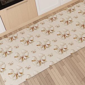 PETTI Artigiani Italiani - Keukentapijt, antislip, wasbaar, loper, keuken, loper in de keuken, 52 x 480 cm, beige design strik beige, 100% Made in Italy