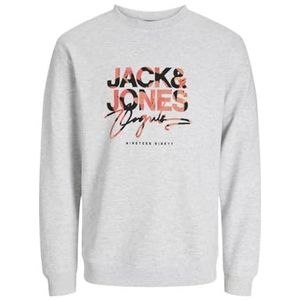 JACK & JONES Joraruba AOP Branding Sweat Crew Neck trainingspak, wit glanzend/Detail: gemêleerd, M heren, briljant wit. Details: gemêleerd, M