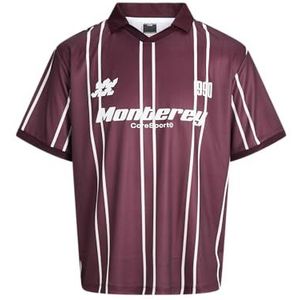 JACK & JONES Jcosignal Stripe Mesh V-hals Collar Ss, Winetasting, S