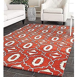 Safavieh ""Mercer"" Hand Tufted Area tapijt Safavieh Mercer Area tapijt, handgeweven wollen tapijt in oranje/ivoor, 152 x 243 cm 152 X 243 cm Oranje/Ivoor