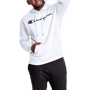 Champion Grafisch Powerblend Fleece Trui Capuchon Sweatshirt voor heren, Wit, S