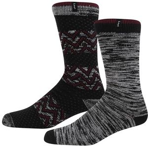 Lee Heren thermische laars zwart/grijs | Gezellige katoenen rijke gewatteerde sokken dik wandelen wandelen, Zwarte Zig Zag Strepen/Jasper Marl, 40 EU