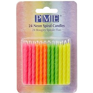 PME CA035 Neonkleurige spiraalkaarsen, assortiment, 24 stuks, kunststof, multicolored, 0,5 x 0,5 x 5,9 cm