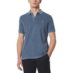 Marc O'Polo Poloshirt met korte mouwen en knoopsluiting, shaped fit, blauw, S