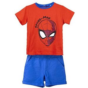 Spiderman 2-Delige Set - T-Shirt en Shorts - Maat 18 Maanden - Gemaakt van 100% Katoen - Koel en Comfortabel - Knoopsluiting - Origineel Product Ontworpen in Spanje
