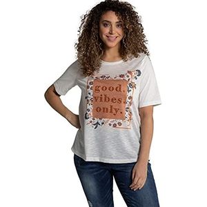 Ulla Popken Dames bloemenprint op de voorkant, klassiek T-shirt.