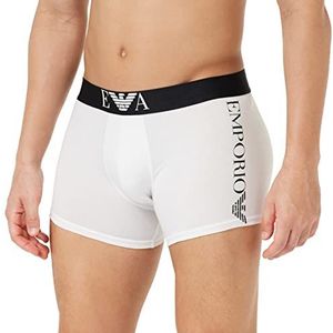 Emporio Armani Mannen glanzende grote Logo Trunk, Wit, S