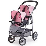 Bayer Poppenwagen Twins grijs en roze 26508AA