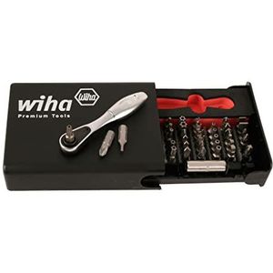 Wiha 71988 39 Stuk Beveiliging Bit Set met Mini Ratchet Zilver