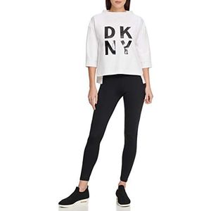 DKNY Stacked Logo Sweatshirt Dames T-Shirt, Wit/Zwart, XL