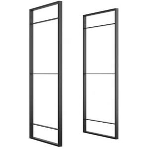 Set van 2 plankframes voor wandplanken, verticale boekenplanken met accessoires, ideaal voor keuken, woonkamer, badkamer, van zwart staal, 83 x 35 cm