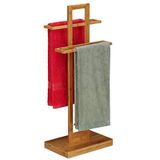 Relaxdays Handdoekrek bamboe- handdoekhouder badkamer - houten handdoekenrek - 2 armen