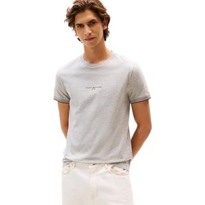 Tommy Hilfiger Heren Tommy Logo Tipped TEE MW0MW32584 S/S T-shirt, grijs, S, Grijs (lichtgrijs Heather), S