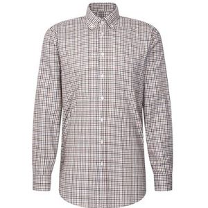 Seidensticker - Flanellen Overhemd - Zwart - Regular 1/1 Button-down Kraag Ruit