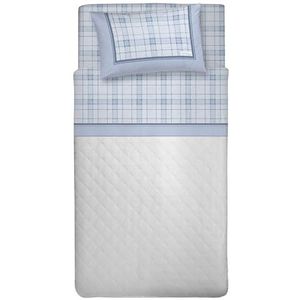 PENSIERI DELICATI Beddengoedset voor Frans bed, flanel, 100% katoen, warm en zacht, beddengoedset 120 x 200 cm, inclusief hoeslaken, dekbedovertrek en 1 kussensloop, gemaakt in Italië, lichtblauw