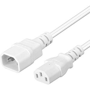 PremiumCord kps2w Koelapparaatverlenging voor PC 230V 2m, verlengkabel IEC 320, bus naar stekker, IEC 320 C13 naar C14, stroomkabel, kleur wit