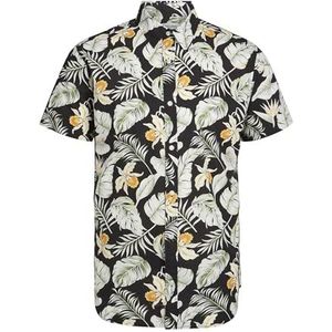 JACK & JONES Jjchill AOP Shirt Ss Shirt voor heren, zwart, S