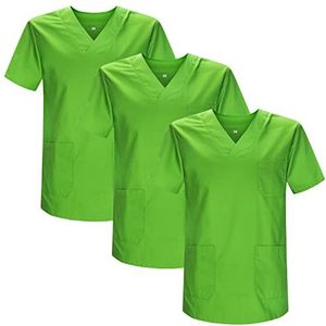 MISEMIYA - Verpakking met 3 stuks - sanitaire tas, uniseks, gezondheidsuniform, medische uniform, appelgroen 21, XL