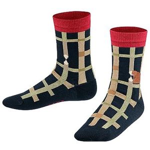 FALKE Unisex kinderen Beaver Check duurzaam katoen halfhoog met patroon geruit 1 paar sokken, blauw (marine 6120), 19-22