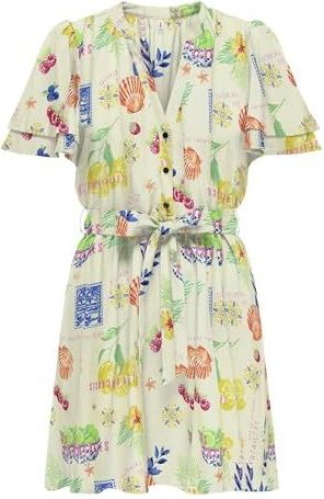 Onlnova - Life Vis S/S Lenia Dress - Korte Jurk - Cloud Dancer