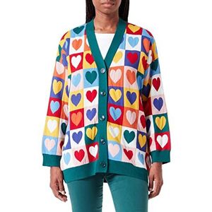 Love Moschino Maxi cardigan met lange mouwen voor dames, Veelkleurige harten, 42