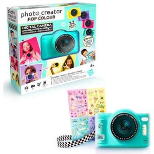 Photo Creator Pop Colour Camera Groen, 32 megapixel resolutie, groot 2,4 inch scherm, digitale camera compact met flitser, selfie lens, 8gb micro SD-kaart inbegrepen, kindercamera 8+, Tiener Camera