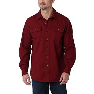 Wrangler Authentics Klassiek geweven overhemd met lange mouwen voor heren met button-down-kraag, cabernet, klein, Cabernet, S