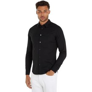 Calvin Klein Jeans Heren Slim Stretch Shirt Casual, zwart, M