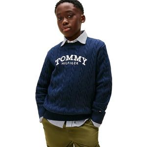 Tommy Hilfiger CN Trui met grafische kabel voor jongens KB0KB10347 Trui, blauw (Dark Night Navy), 3 jaar, Blauw (Donker Nacht Marine), 3 jaar