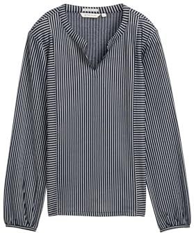 TOM TAILOR T-shirt met lange mouwen voor dames, 37471 - Navy Blue White Thin Stripe, XXL
