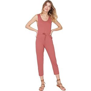 Trendyol Effen dunne gebreide jumpsuit voor dames, Bruin, S