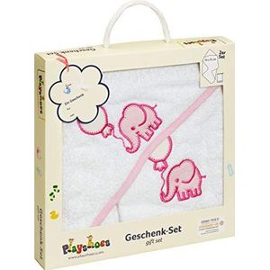 Playshoes 330902 Baby badstof cadeauset olifant voor geboorte of doop, leuk cadeau-idee voor pasgeborenen, roze
