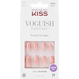 KISS Voguish Fantasy ""Clatant"" Nude French Coral lange amandel cafeïnevorm - 28 Press On kunstnagels in salonkwaliteit om op te plakken, doe-het-zelf, 2 g nagellijm, 1 manicure-staafje, 1 mini-vijl