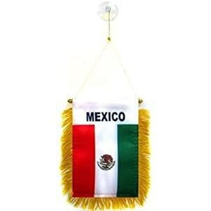 AZ FLAG - Mexico Mini Banner - 6'' x 4'' - 100% Polyester Mexican Small Pennant for Car - Double-sided Flag with Suction Cup Hanger