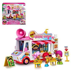 Pinypon - Happy Burger, Hamburger Foodtruck speelset met vele speelmogelijkheden, 1 pop, accessoires en opbergvak, voor kinderen vanaf 4 jaar, Famosa (700017210)