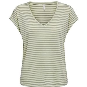 ONLCANNES S/S V-hals glitter TOP JRS, Elm/Stripes:cd/zilver, S