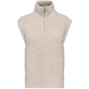 Bestseller A/S Dames ONLTIA Life Highneck Vest KNT NOOS trui, Pumice Stone/Detail:Melange, XS, Pumice Stone/Detail:melange, XS