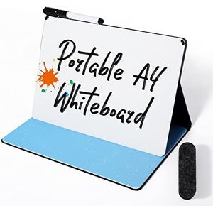 Whiteboard Klein A4 geen magneet, 31 x 24 cm mini draagbaar memobord dubbelzijdig whiteboard afwasbaar harde schaal voor kantoor, school, thuis - incl. 1 marker met gum