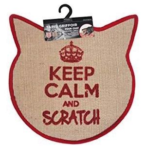WOUAPY - Krabmat voor katten - sisal kattenhoofdmat - krabmat - Design en trendy - opschrift ""Keep Calm and Scratch"" - Praktisch en antislip - Rood