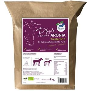 Aronia ORIGINAL Biologische aroniatrester Pur Nr. 1 voor paarden 4 kg - 100% biologisch, gezonde huid & vitaliteit, aanvullend voer voor alle rassen, handgemaakt in Duitsland, zonder additieven