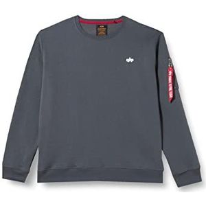 ALPHA INDUSTRIES Emb Sweater Unisex Sweatshirt voor volwassenen, grijs/zwart, XXS