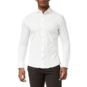 Hackett London Heren Melange Pique Shirt, Wit, XS