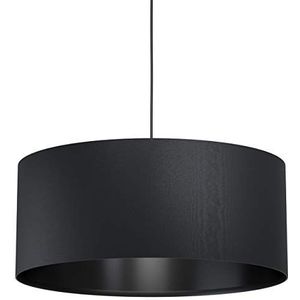 EGLO Hanglamp Maserlo 1, 1 vlammige hanglamp vintage, modern, hanglamp van staal en textiel in zwart, eettafellamp, woonkamerlamp hangend met E27-fitting, Ø 53 cm,