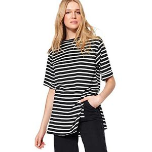 Trendyol Dames Basics Oversize Basic Crew Neck Knit T-shirt, Zwart, XL, Zwart, XL