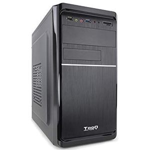 Micro-ATX-behuizing met 500 W voeding, USB 2.0- en 3.0-poorten, kaartlezer, afmetingen 365 x 178 x 355 mm, ideaal voor compacte systemen.