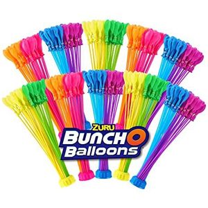 BUNCH O BALLOONS 56467-S001-ES ZURU, 200+ snelvullende zelfsluitende gekleurde waterballonnen voor buitenfamilie, vrienden, zomerplezier, Amazon Exclusief (10 stuks) Neon, 10 bossen Pack
