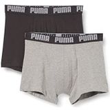 PUMA heren Ondergoed Basic Boxers, DunkelGrijs Melange / Zwart, XXL